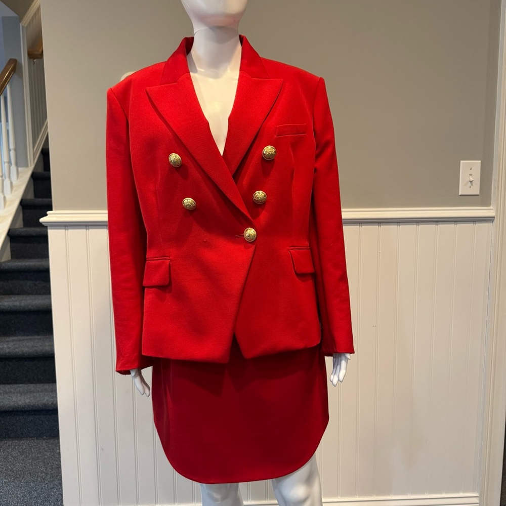 Balmain Red Blazer with Gold Buttons - Picture 9 of 13